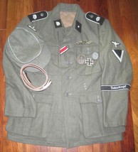 German ww2 Waffen ss replica reproduction M40 Tunic Uniform Set c/w Belt &amp; Hat  - £273.64 GBP