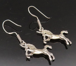 925 Sterling Silver - Vintage Sculpted Unicorn Dangle Earrings - EG11856 - $58.00