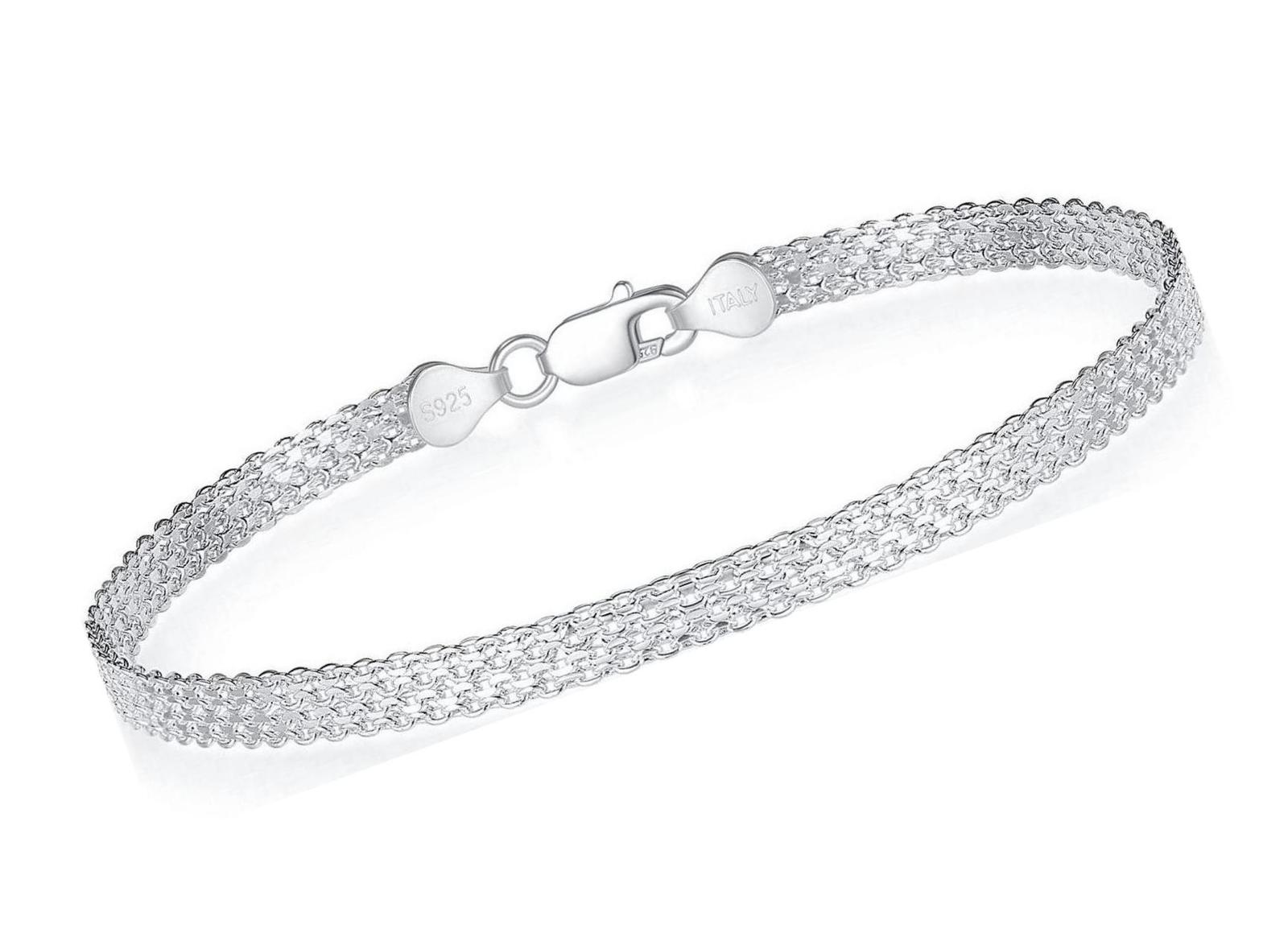 Primary image for 925 Sterling Silver Clasp 4.5mm Mesh Link Chain Bracelets