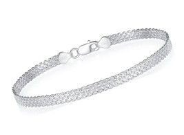 925 Sterling Silver Clasp 4.5mm Mesh Link Chain Bracelets - £54.54 GBP