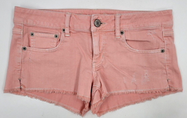 American Eagle Outfitters Shorts Cut Off Denim Pink Distressed Jean Stre... - £11.02 GBP