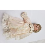 Vintage Original Porcelain Girl Doll Beautiful Lace Dress - £3.87 GBP