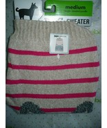 Walmart Brand Dog Sweater Oatmeal Color Pink Stripes Mouse Face Medium NEW - £8.44 GBP