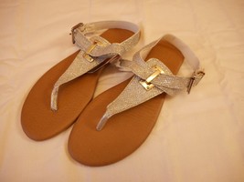 Women&#39;s Mixit  Glitter T Strap Sandals Silver Size 6 NEW - £12.51 GBP