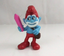 2013 Peyo The Smurfs 2 Papa Smurf With Pink Crystal 3&quot; McDonald&#39;s Toy - £3.85 GBP