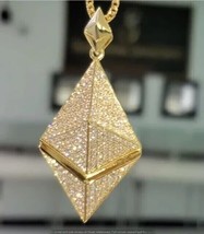 0.50Ct Round Cut Lab Created Diamond Ethereum Pendant 14K Yellow Gold Plated - £195.83 GBP