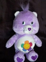 CARE BEARS HARMONY BEAR 8&quot; VIOLET PURPLE GLITTER PLUSH 2004 BEANIE FLOWER - £6.95 GBP