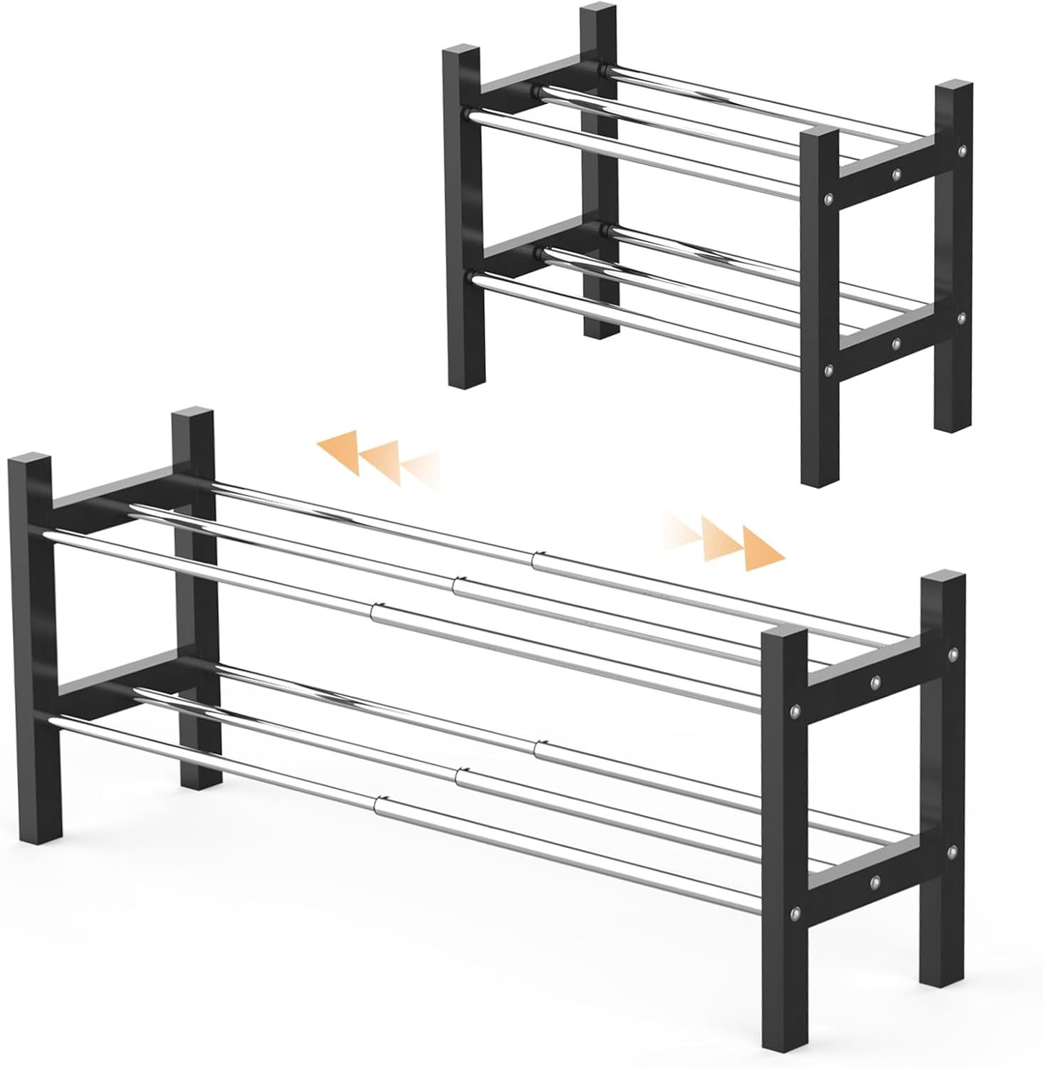 Expandable Shoe Rack Storage Organizer - 2 Tier Adjustable Wood And Meta... - $30.99