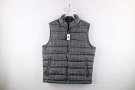 Deadstock Vintage Gap Mens Medium Herringbone Plaid Full Zip Puffer Vest Jacket - £54.33 GBP