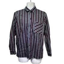 Vintage Silver Unicorn Mens Vertical Striped Button up long sleeve woven... - £42.72 GBP