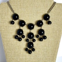 Chunky Black Resin Bubble Bib Statement Adjustable Length Necklace 17-19.5in - £15.92 GBP