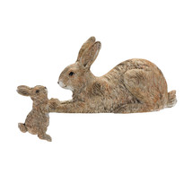 Set Of Two 4&quot; Brown and White Polyresin Rabbit Figurine - £43.07 GBP