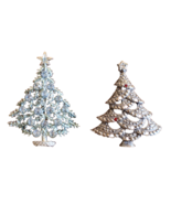 Lot Vintage Beatrix BJ Ice Blue &amp; Avon Red Rhinestones Christmas Tree Br... - $441.97 MXN