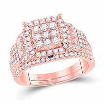 14kt Rose Gold Round Diamond Bridal Wedding Ring Band Set 1 Ctw - £1,267.66 GBP