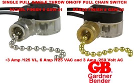 PULL CHAIN 3A SWITCH Nickel or Brass Gardner Bender GB SHINE TOP LS-301A... - £13.10 GBP+