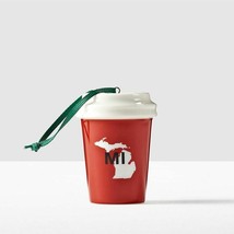 Starbucks Michigan MI Ornament USA State Coffee Red Mug 2016 Christmas Ceramic - £18.63 GBP
