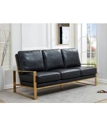 LeisureMod Jefferson Modern Leather 3 Seater Sofa with Gold Frame Contem... - $1,617.98