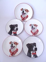 Lot/5 Sleigh Bell Bistro Dog Dessert Appetizer or Salad Plates Red Blue - €17,24 EUR