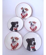 Lot/5 Sleigh Bell Bistro Dog Dessert Appetizer or Salad Plates Red Blue - €17,49 EUR
