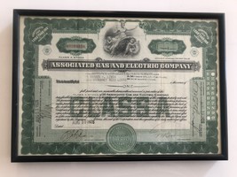 Framed Associated Gas And Electric Company Stock Certificate - £31.38 GBP
