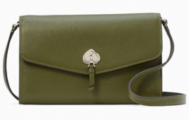 Kate Spade Marti Leather Flap Wallet Crossbody K6027 Army Green NWT $249 MSRP FS - £75.06 GBP