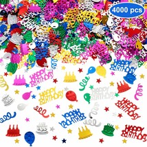 4000 Pieces Happy Birthday Confetti Multi-Color Foil Confetti Birthday D... - £15.97 GBP