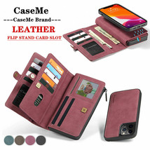 For iPhone 12/11 Pro Max 12 Mini Leather wallet FLIP MAGNETIC BACK cover Case - £68.39 GBP