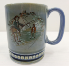 Wade Irish Porcelain Men Fly Fishing Mug Vintage Green Pottery Shamrock ... - $29.57