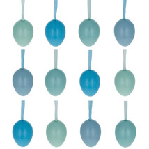 Bag of 12 Miniature Pastel Blue Plastic Easter Egg Ornaments 1.5 Inches - £21.32 GBP