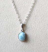 Larimar Solitaire Pendant in Sterling Silver 1.35 ctw 18 Inches - £17.60 GBP