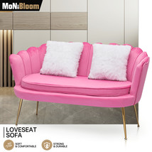 52&quot; Pink Velvet Upholstered Tufted Sofa Couch Microfiber Accent Seat w/2... - £278.36 GBP
