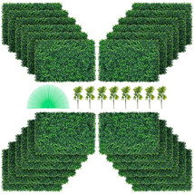 24pcs 24&quot;x16&quot; Artificial Boxwood Mat Wall Hedge Decor Privacy Fence Panel Grass - £128.68 GBP