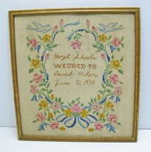 1930 Needlepoint Cross Stitch Wedding Hazel Schools David Usher Flowers ... - £11.14 GBP