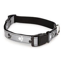 Casual Canine Reflect Pawprint Dog Collar, Fits Necks 10&quot; to 16&quot;, Black - $13.20