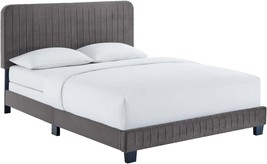 Modway Celine Channel Tufted Performance Velvet Twin Bed In Gray - $162.99