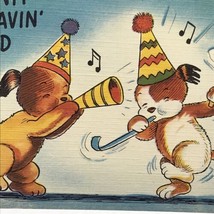 Doggonit We’re Having A Grand Time Cartoon Dogs Party Humorous Vintage Postcard - £11.85 GBP