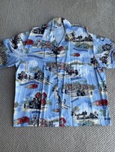 Matt Rider Laguna Beach California Car Racing Graphic Hawaiian Camp Shirt L - £22.00 GBP