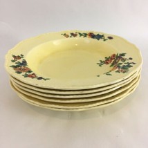 Homer Laughlin H N Yellow Floral Flowers Vtg USA Made 9 Soup Cereal Bowls (6) - £30.18 GBP