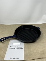 Technique Enamel Cast Iron 10&quot; Round Grill Pan-Blue - £46.97 GBP