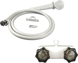 White Rv/Mobile Home Shower Faucet With Smoke Handles And Hand-Held Shower Combo - £29.55 GBP