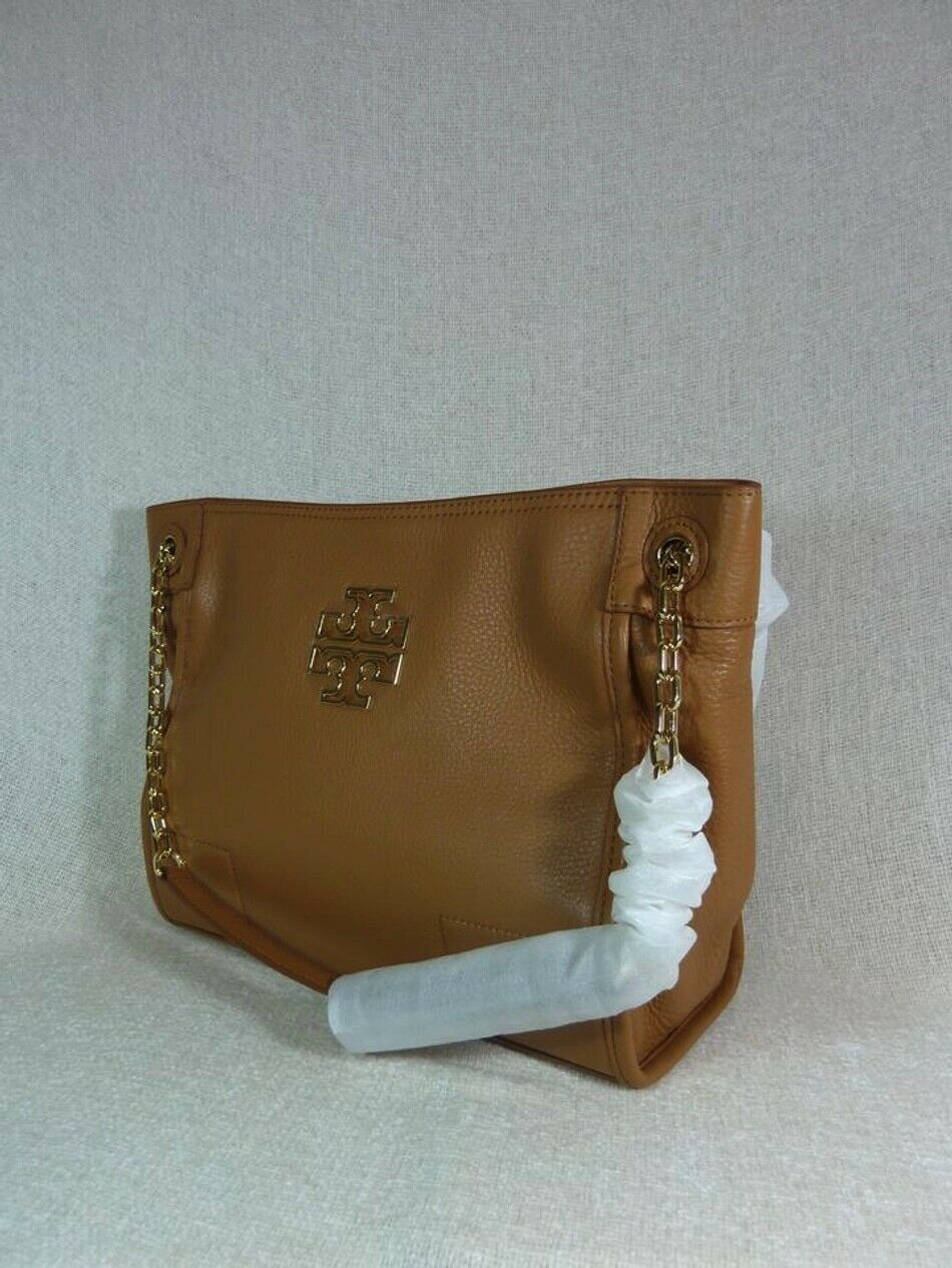 NEW Tory Burch Bark Pebbled Leather Small Britten Slouchy Tote - $475 Item image 2