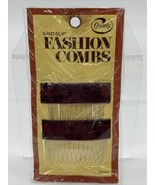 Vtg Goody Kant-Slip Fashion Combs Brown #8050 Made in USA Retro Hair - £16.10 GBP