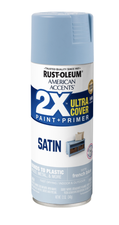 Rust-Oleum Accents Ultra Cover 2X Satin Spray Paint, French Blue,12 Oz - $11.95