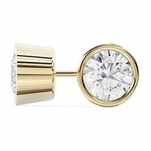 Brilliant Round Cut Solitaire Diamond Stud Earrings | Bezel Setting | 18k Yellow - £2,370.13 GBP