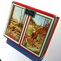 Vtg Duratone Plastic Coated Playing Cards Double Deck Stag Deer Pheasant Boxed - £6.80 GBP