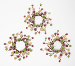 Set of 3 Mini Beaded Fruit Rings by Valerie - $26.18