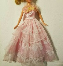 Handmade Pink Ball Gown Formal Long Dress Fits Barbie &amp; 11.5&quot; Dolls OOAK - £7.06 GBP