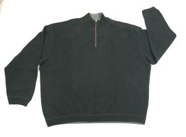 Tommy Bahama Black 1/4 Zip Long Sleeve Mock Neck Cotton Sweater Mens Siz... - $44.99