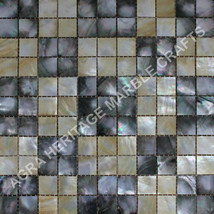 24&quot; Marble Table Black and Yellow Mother of Pearl Inlay Mosaic Cubes Design E270 - £668.35 GBP