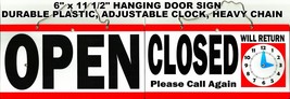 OPEN and CLOSED Chain hAnGiNg SIGN with Adjustable CLOCK Will Return doo... - £16.61 GBP
